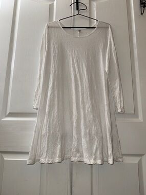Women's plain bright Comfy USA White Long Sleeve Scoop Neck Shirt/ Dress. XL
